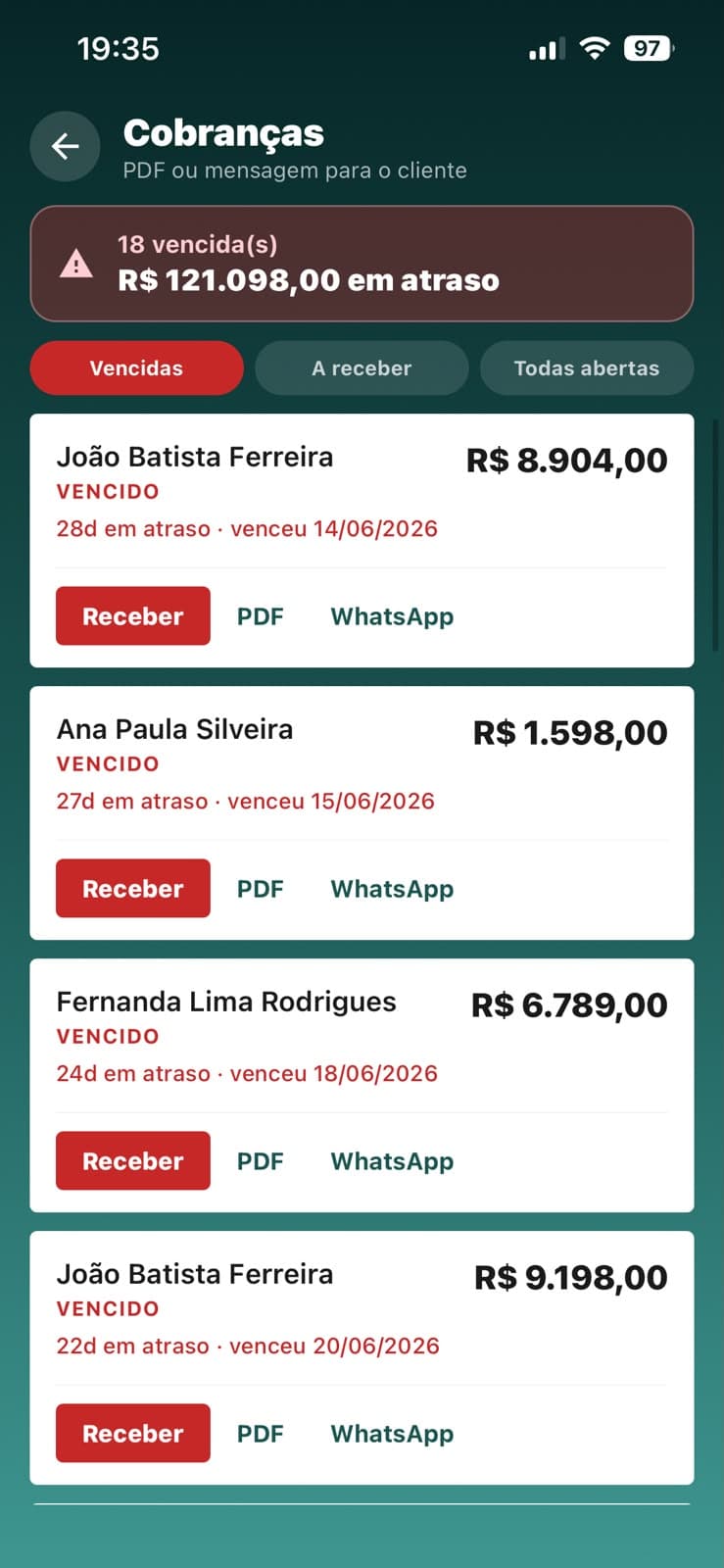 Cobranças no AeroGestão