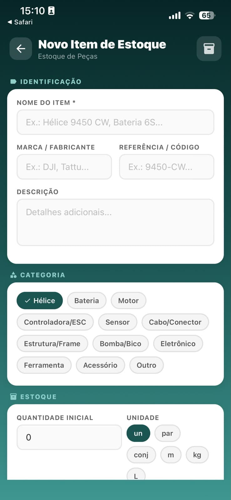 Movimentação de estoque no AeroGestão